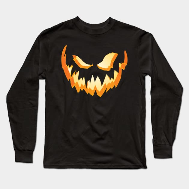 Sinister Jack-O-Lantern Face Long Sleeve T-Shirt by Vector Deluxe